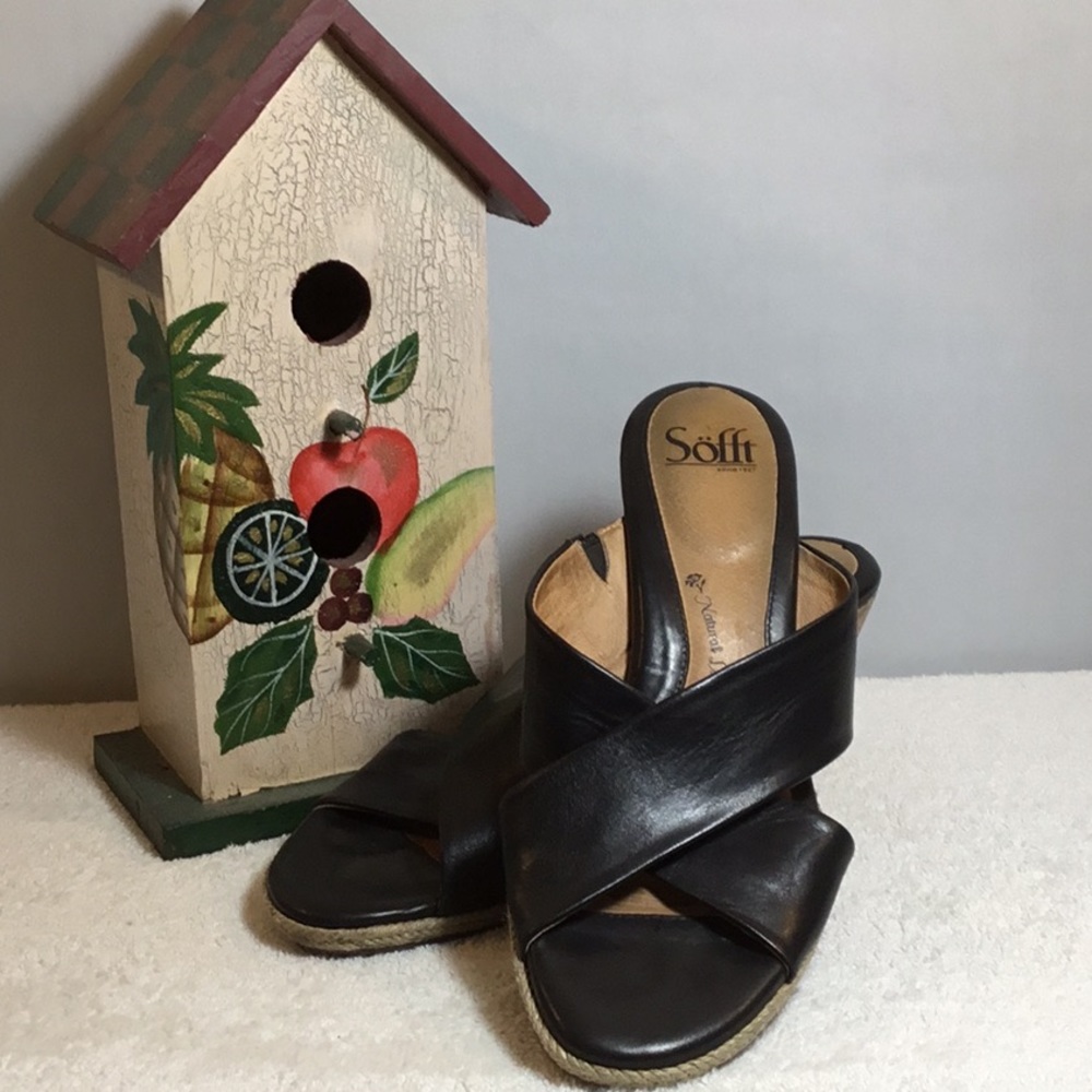 SOFFT SLIP ON LEATHER WEDGES - Picture 1 of 7